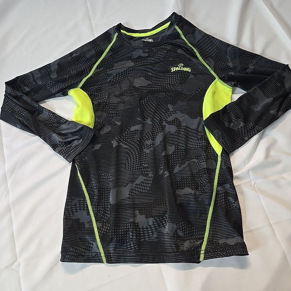 Spalding Black Camouflage Top Women M 10/12 Running Shirt Athletic Streetwear
